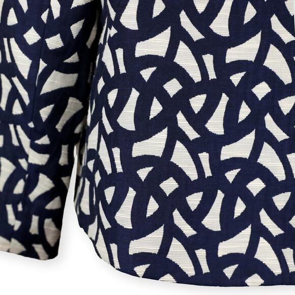 Lafayette 148 Womens Blazer Jacket Blue/Beige Geometric Print  10 - Picture 8 of 8